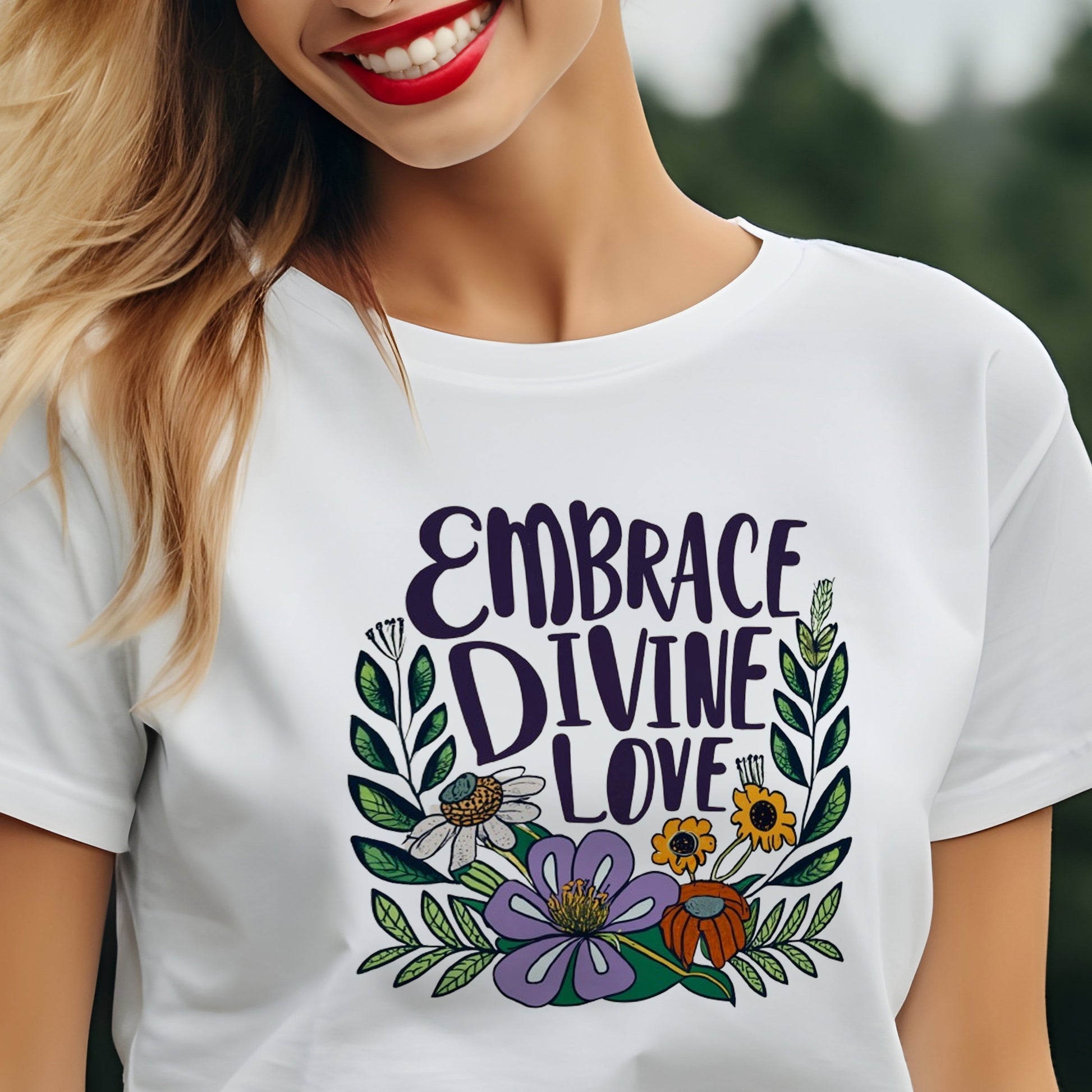 Minimalistic Wildflowers and Affirmation Words T-Shirt | Nature-Inspired Elegance - Branch and Stick Branch and Stick