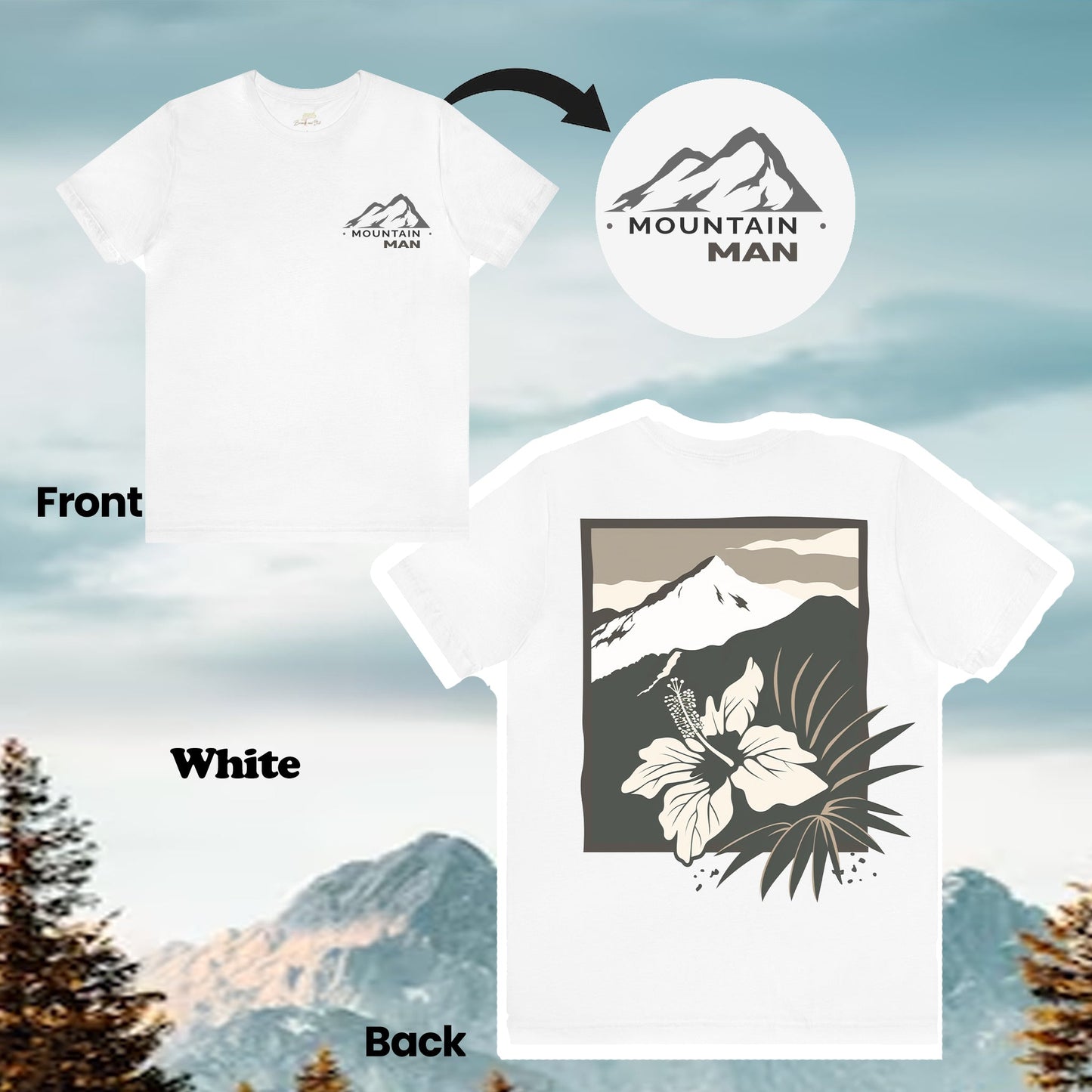 Mountain Men Icon Logo 2-Sided Unisex Tee | Branch and Stick Branch and Stick