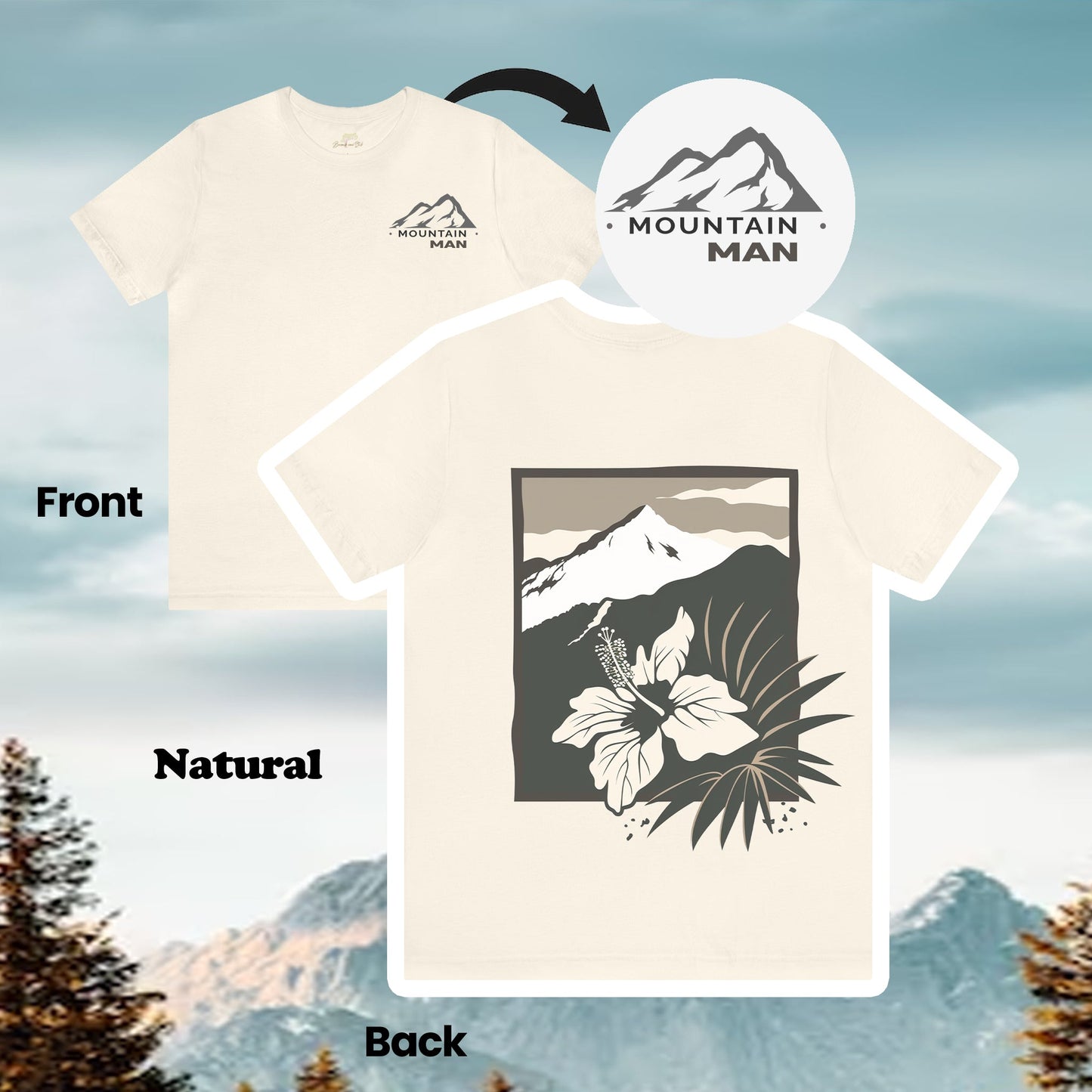 Mountain Men Icon Logo 2-Sided Unisex Tee | Branch and Stick Branch and Stick