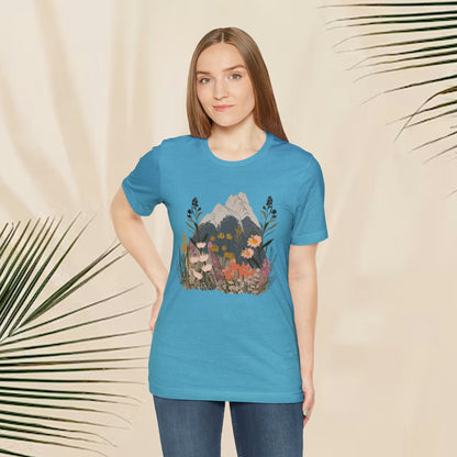 Mountain and Wildflower Nature Unisex Tee | Branch and Stick Branch and Stick