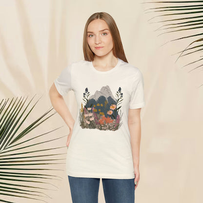 Mountain and Wildflower Nature Unisex Tee | Branch and Stick Branch and Stick