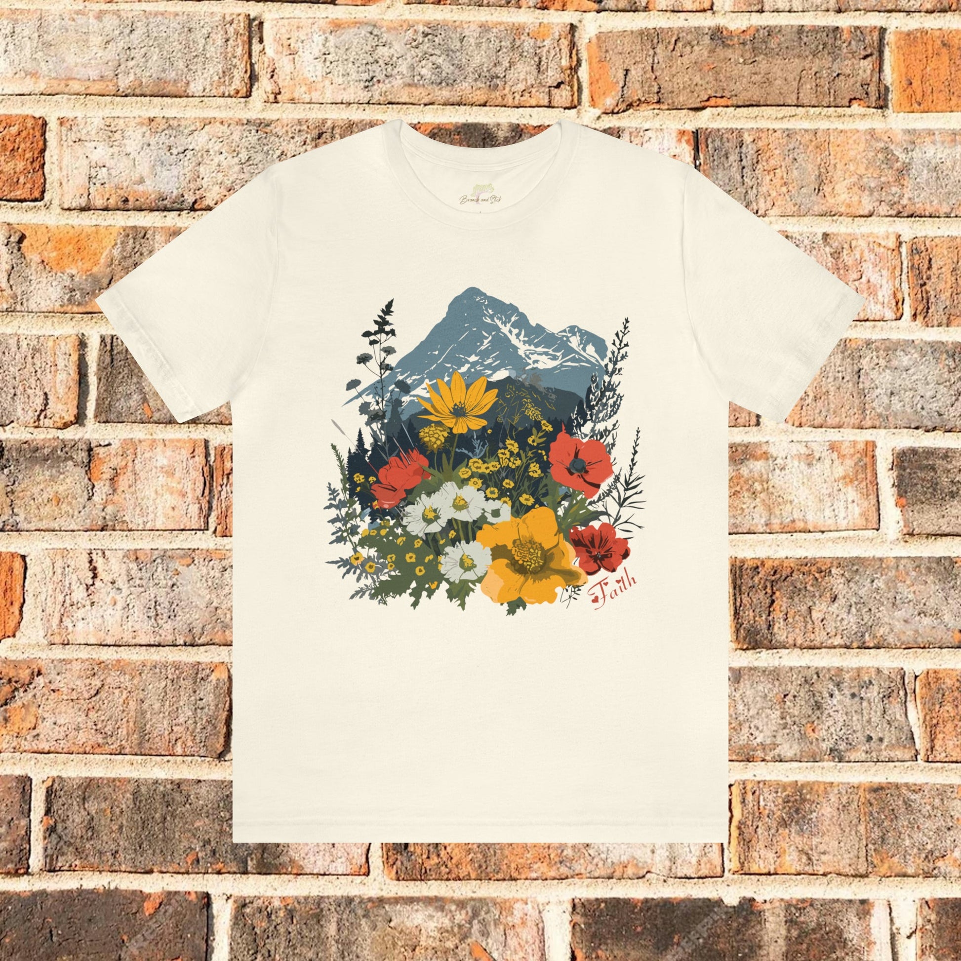 Mountain and Wildflowers Design T-Shirt | Branch and Stick Branch and Stick