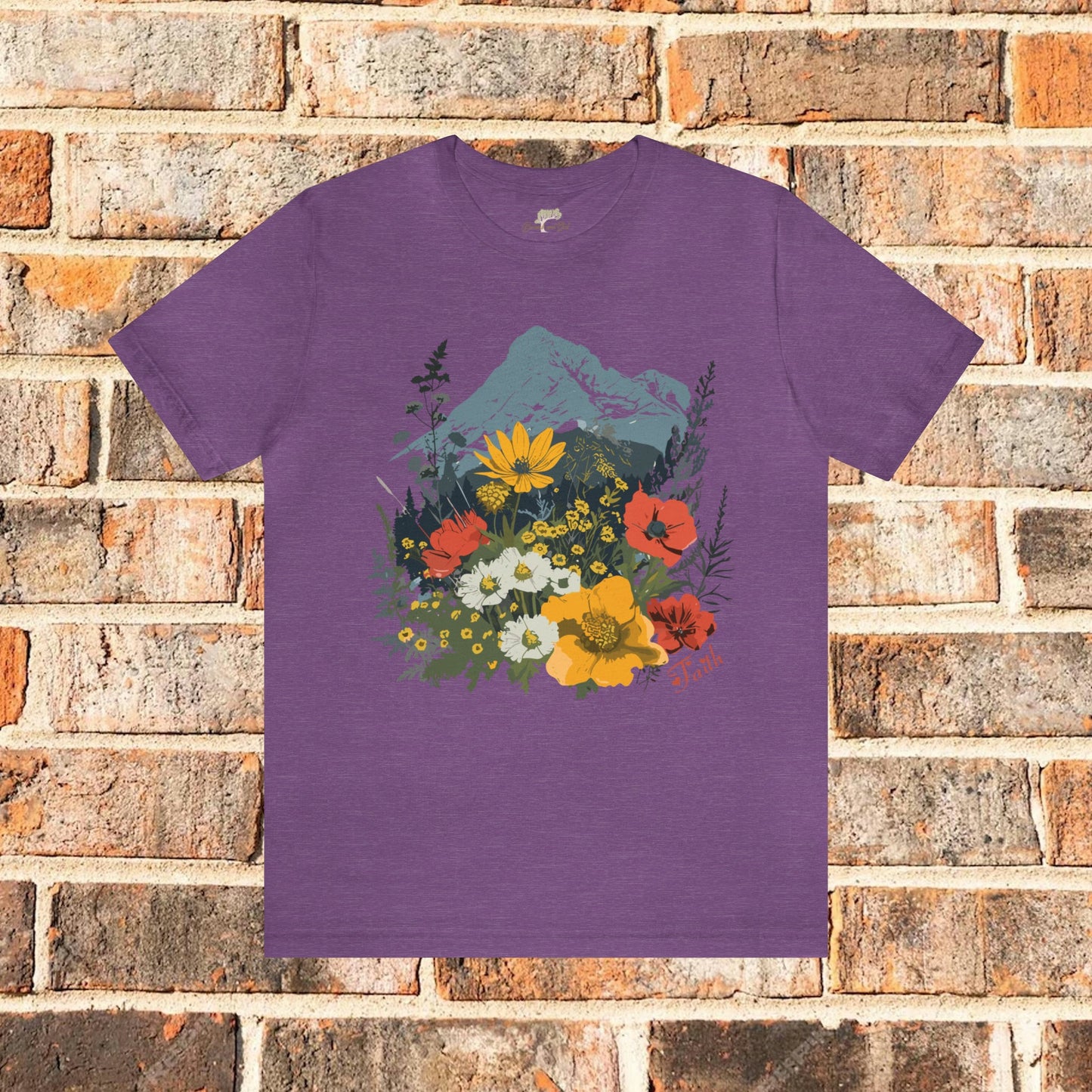 Mountain and Wildflowers Design T-Shirt | Branch and Stick Branch and Stick