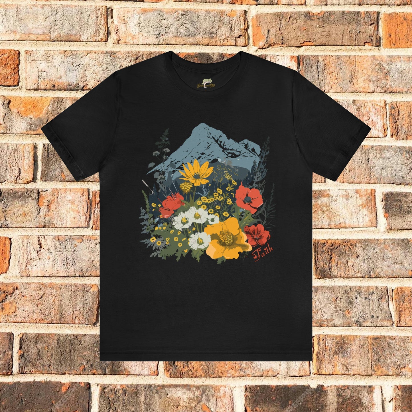 Mountain and Wildflowers Design T-Shirt | Branch and Stick Branch and Stick