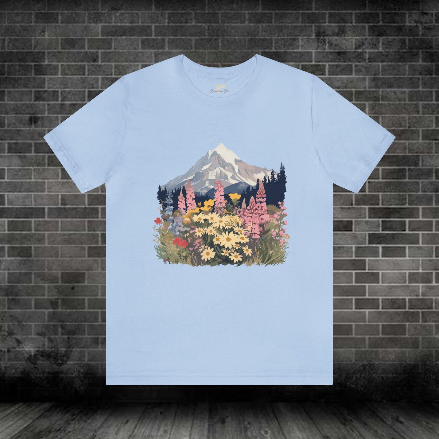 Mountain and Wildflowers Multicolor Unisex Tee | Branch and Stick Branch and Stick