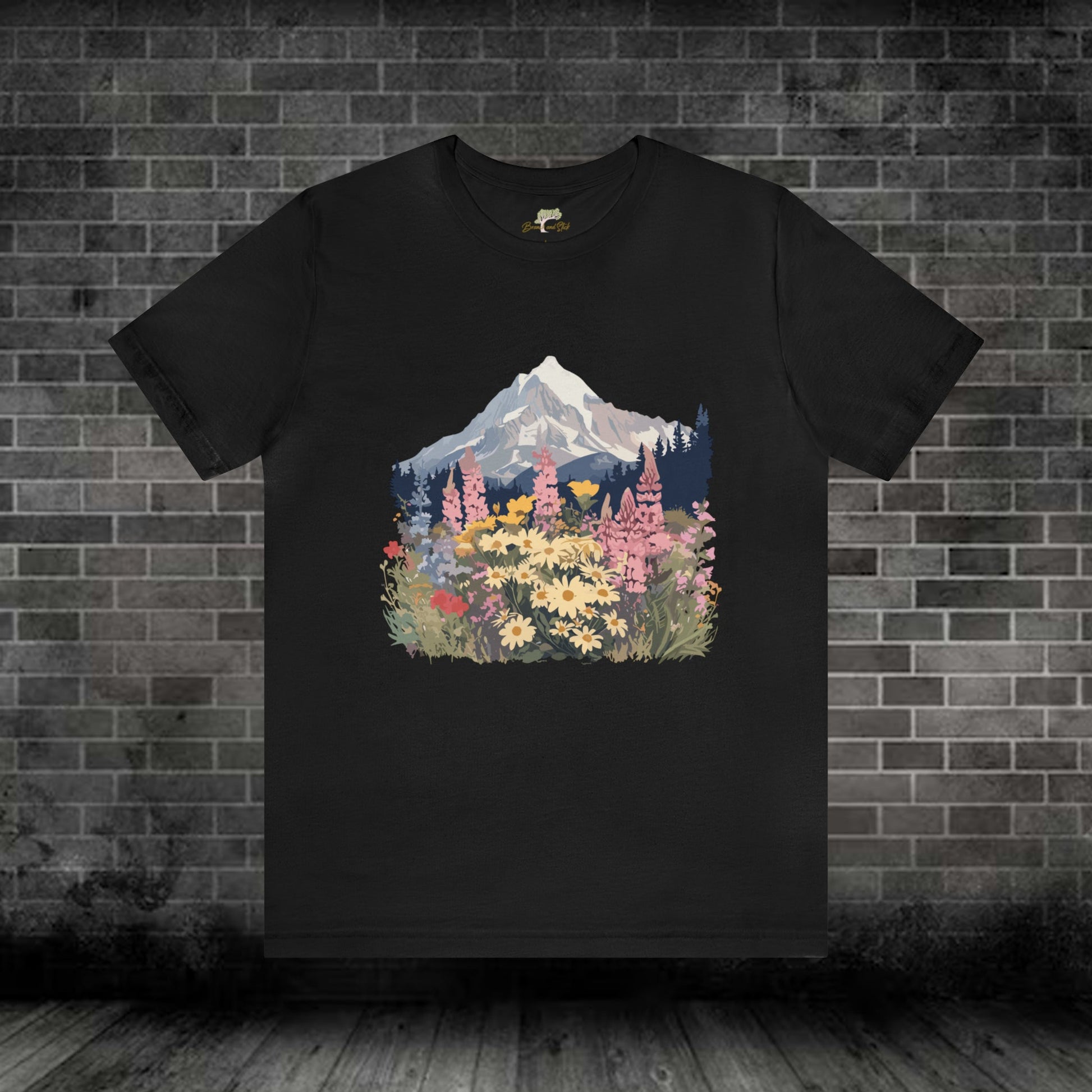 Mountain and Wildflowers Multicolor Unisex Tee | Branch and Stick Branch and Stick