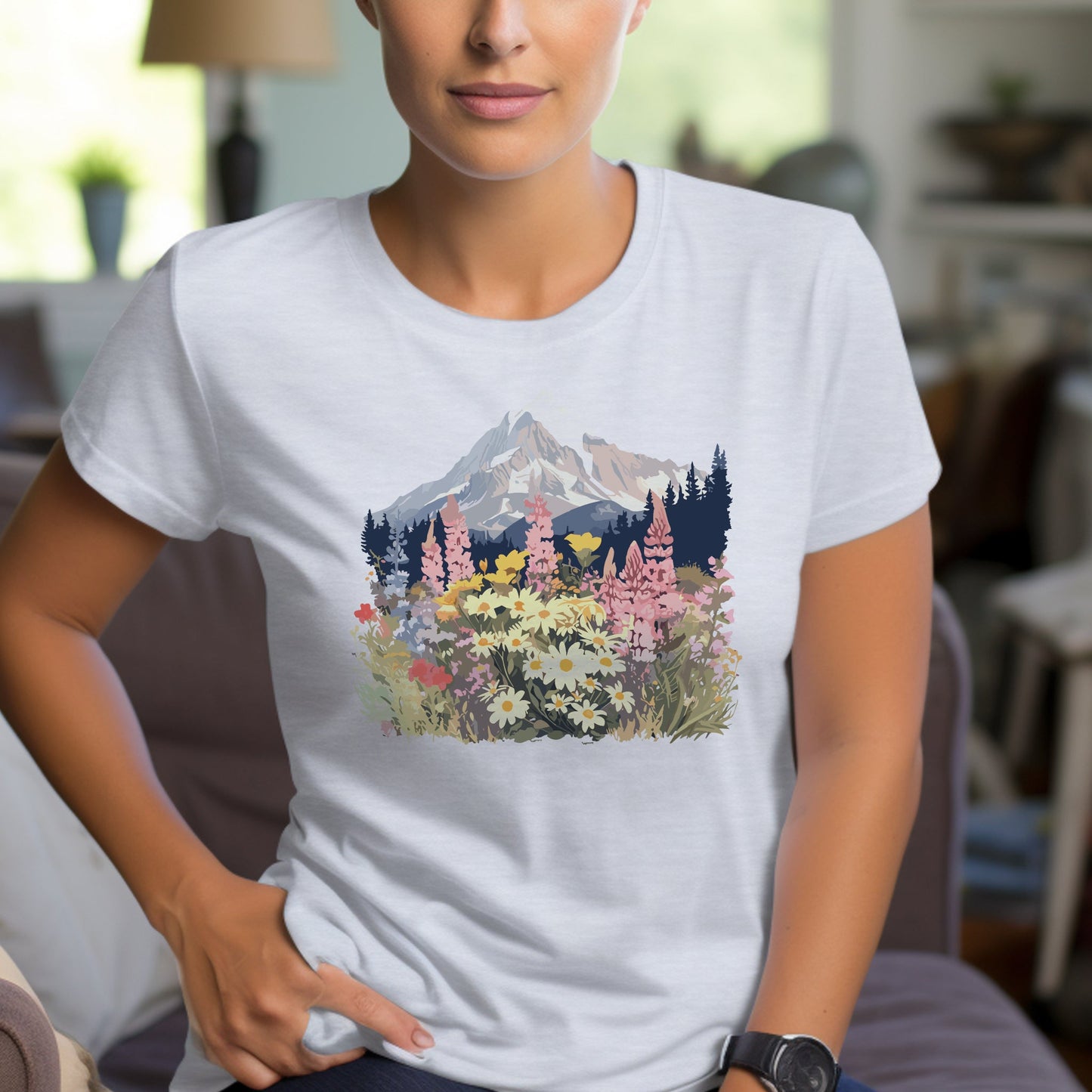 Mountain and Wildflowers Multicolor Unisex Tee | Branch and Stick Branch and Stick