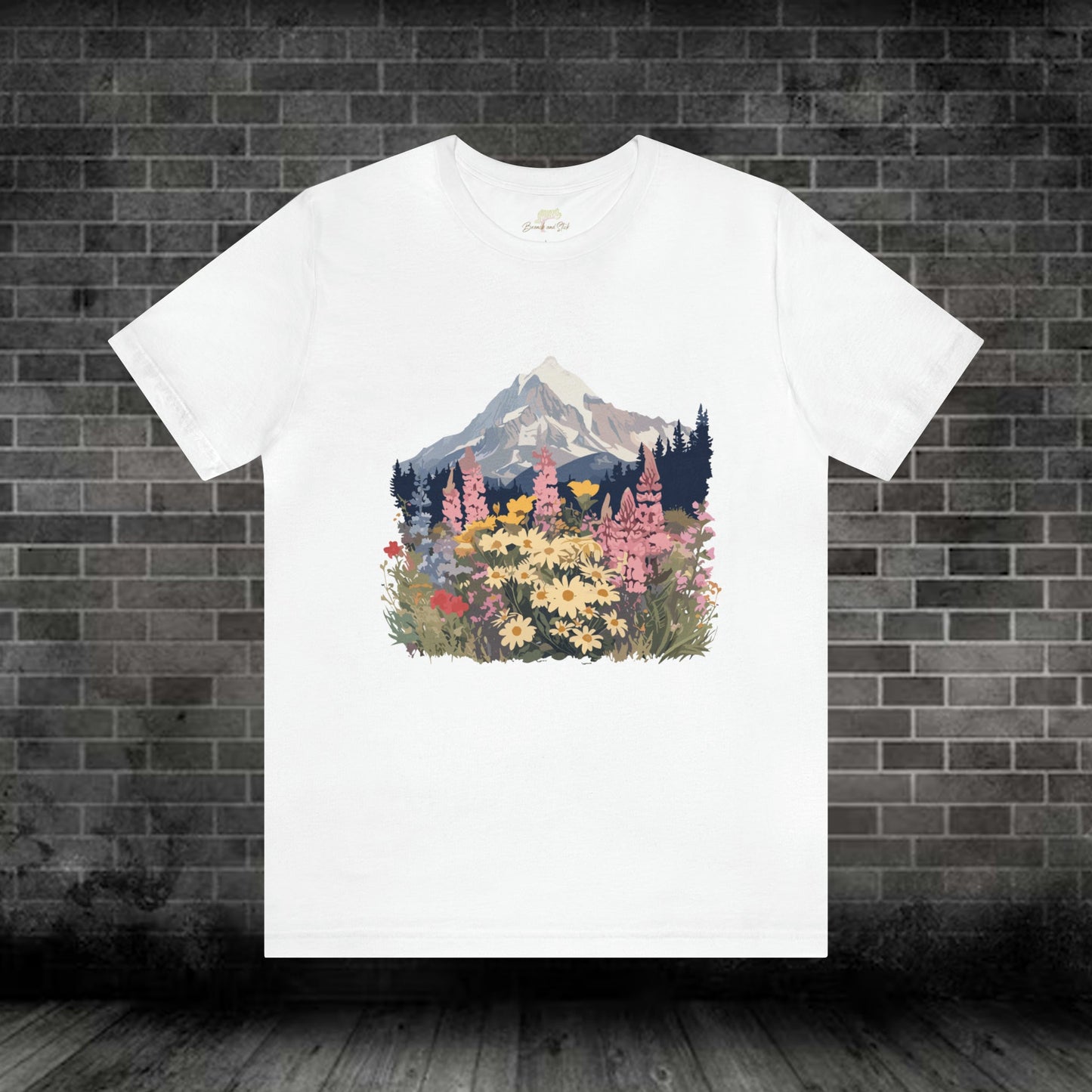 Mountain and Wildflowers Multicolor Unisex Tee | Branch and Stick Branch and Stick