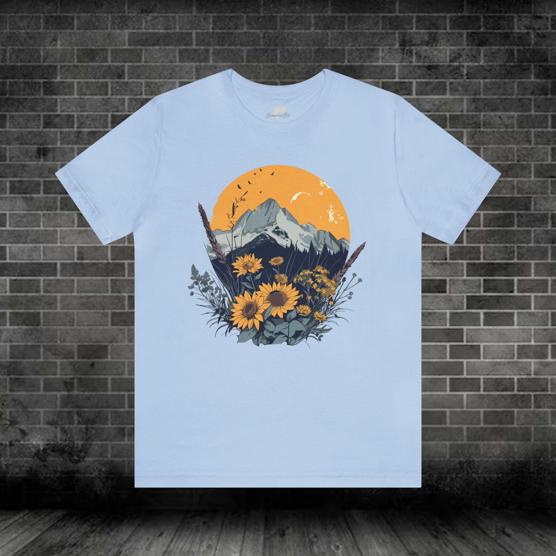 Mountain and Wildflowers Sunset Unisex Tee | Branch and Stick Branch and Stick