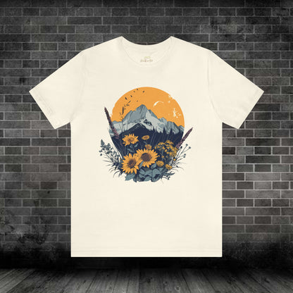 Mountain and Wildflowers Sunset Unisex Tee | Branch and Stick Branch and Stick