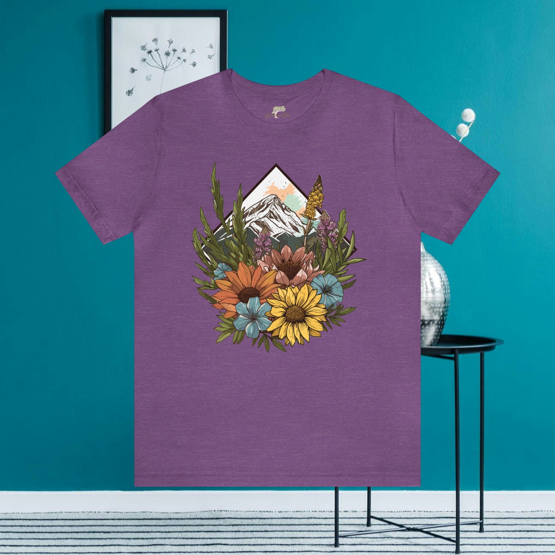 Mountain and Wildflowers Triangle Frame Unisex Tee | Branch and Stick Branch and Stick