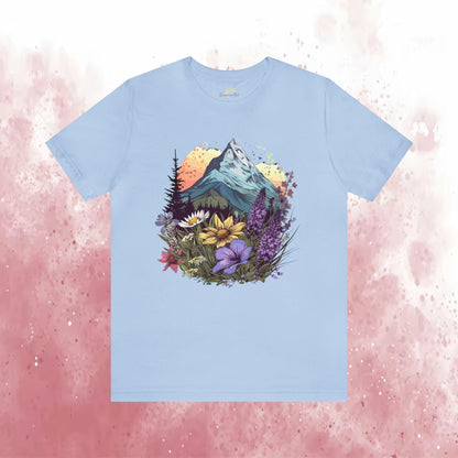 Mountains and Wildflowers Scenic Unisex Tee | Branch and Stick Branch and Stick