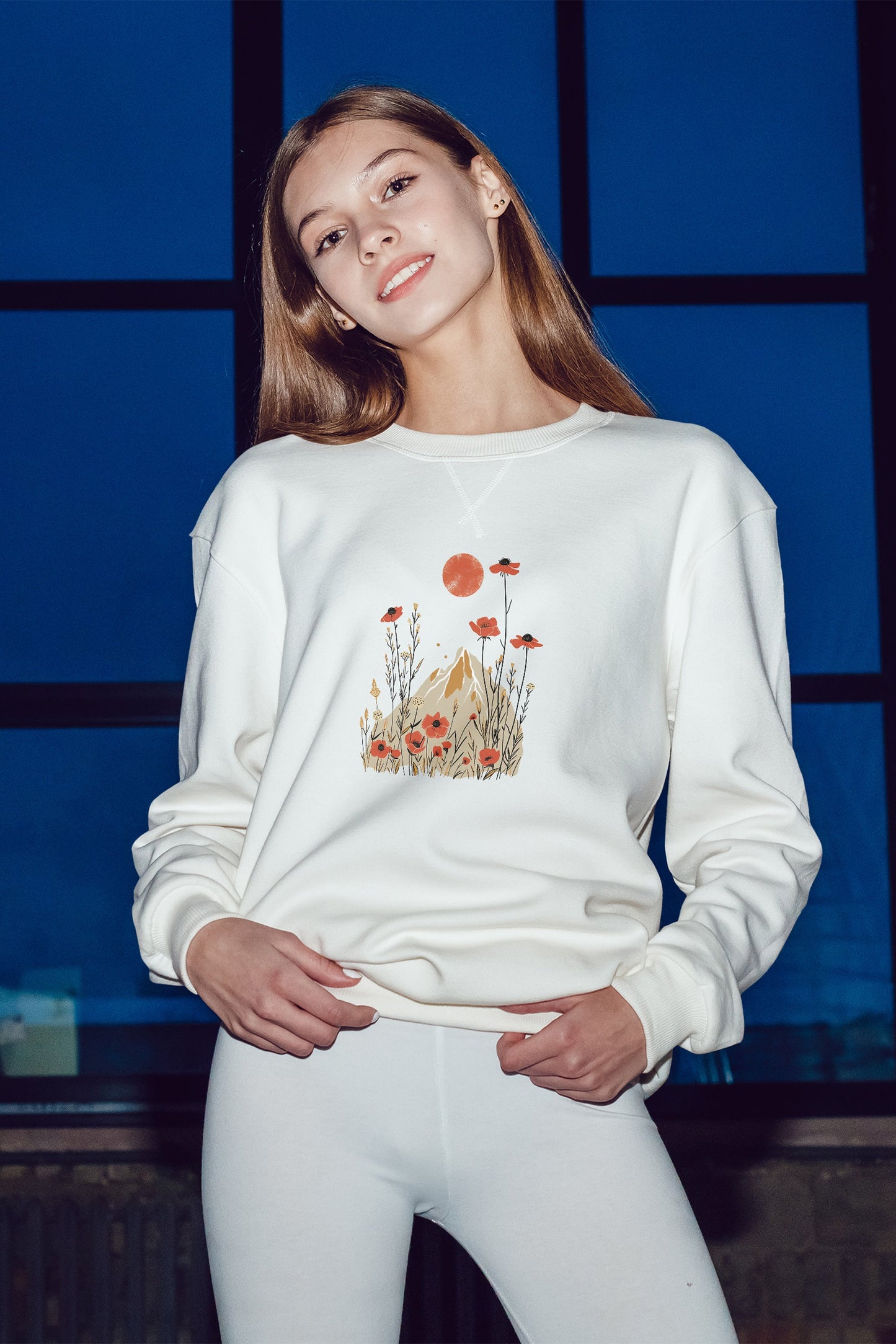 Mountains with Wildflowers Crewneck Sweatshirt | Branch and Stick Branch and Stick