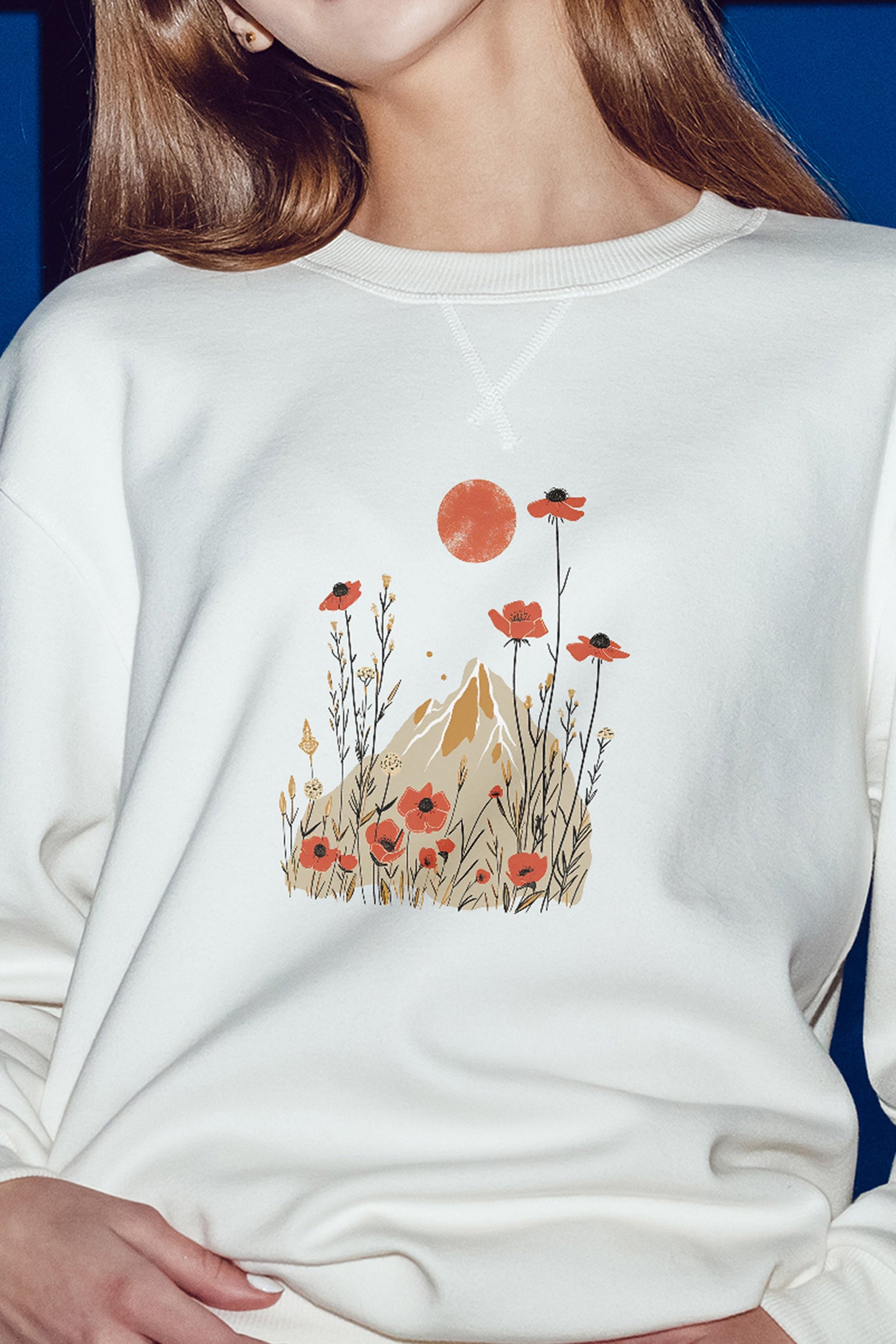 Mountains with Wildflowers Crewneck Sweatshirt | Branch and Stick Branch and Stick