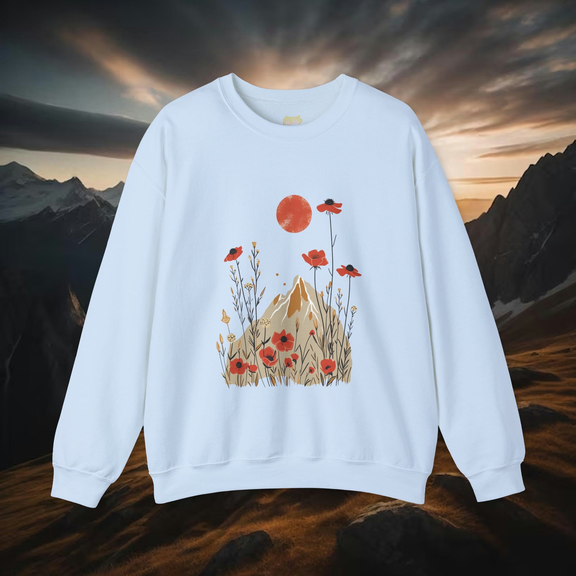 Mountains with Wildflowers Crewneck Sweatshirt | Branch and Stick Branch and Stick