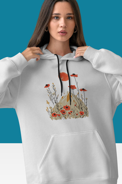 Mountains with Wildflowers Hooded Sweatshirt | Branch and Stick Branch and Stick