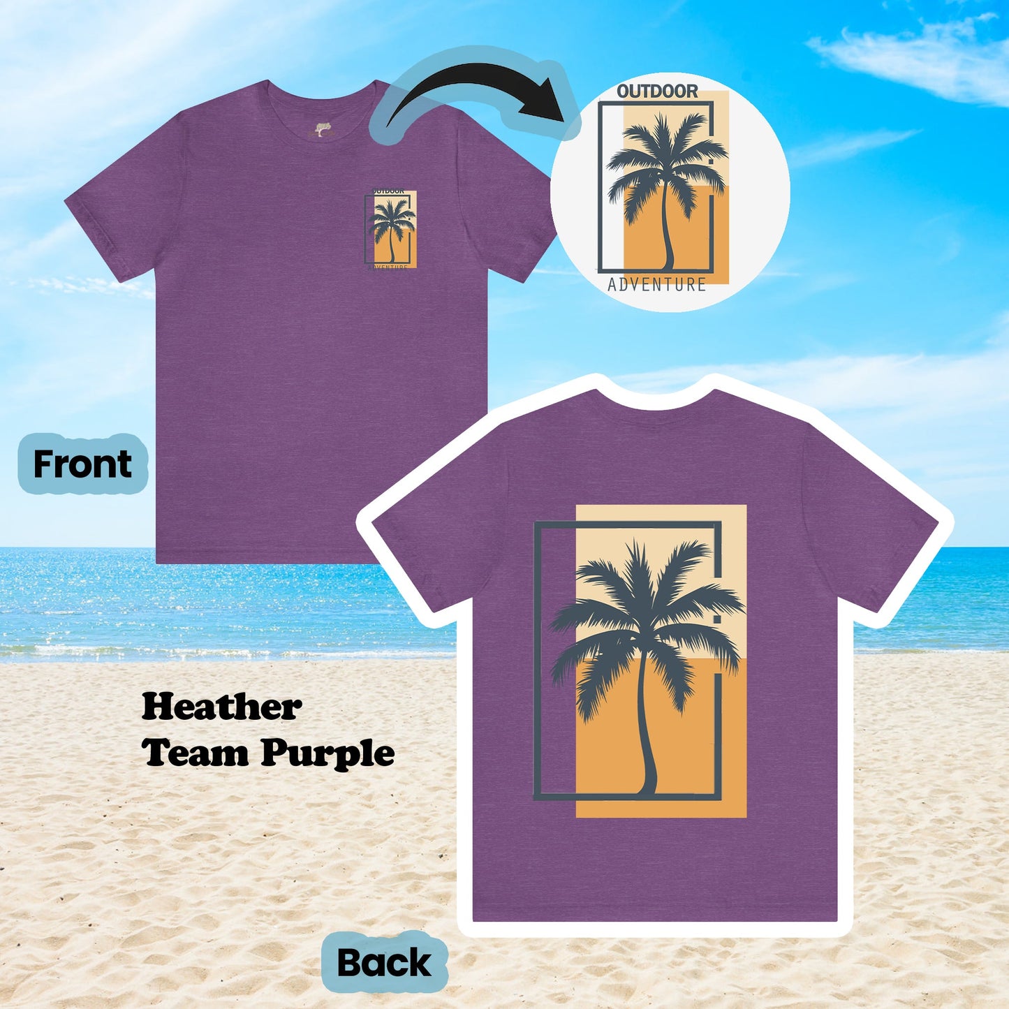 Outdoor Adventure Palm Tree 2-Sided Unisex Tee | Branch and Stick Branch and Stick