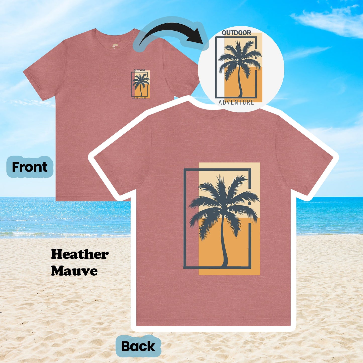 Outdoor Adventure Palm Tree 2-Sided Unisex Tee | Branch and Stick Branch and Stick