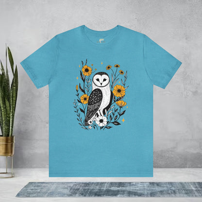 Owl with Golden Flowers Unisex Tee | Expertly Crafted - Branch and Stick Branch and Stick