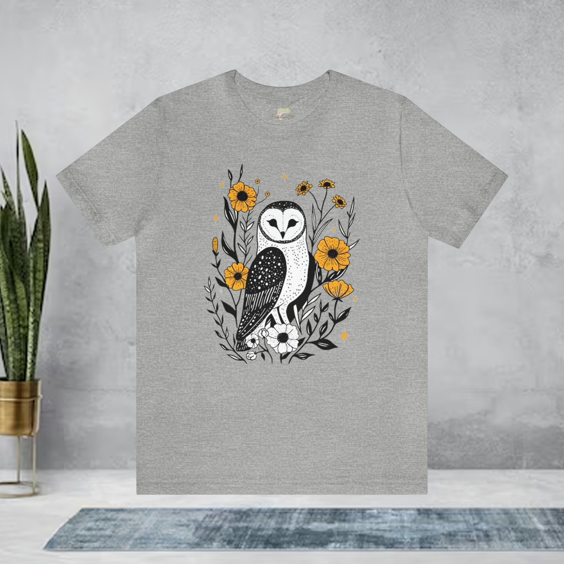 Owl with Golden Flowers Unisex Tee | Expertly Crafted - Branch and Stick Branch and Stick