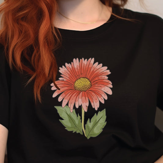 Red Gerbera Daisy Wildflowers Design Unisex Jersey Short Sleeve Tee | Branch and Stick Branch and Stick