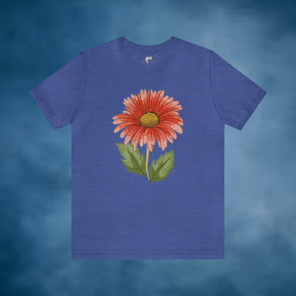 Red Gerbera Daisy Wildflowers Design Unisex Jersey Short Sleeve Tee | Branch and Stick Branch and Stick