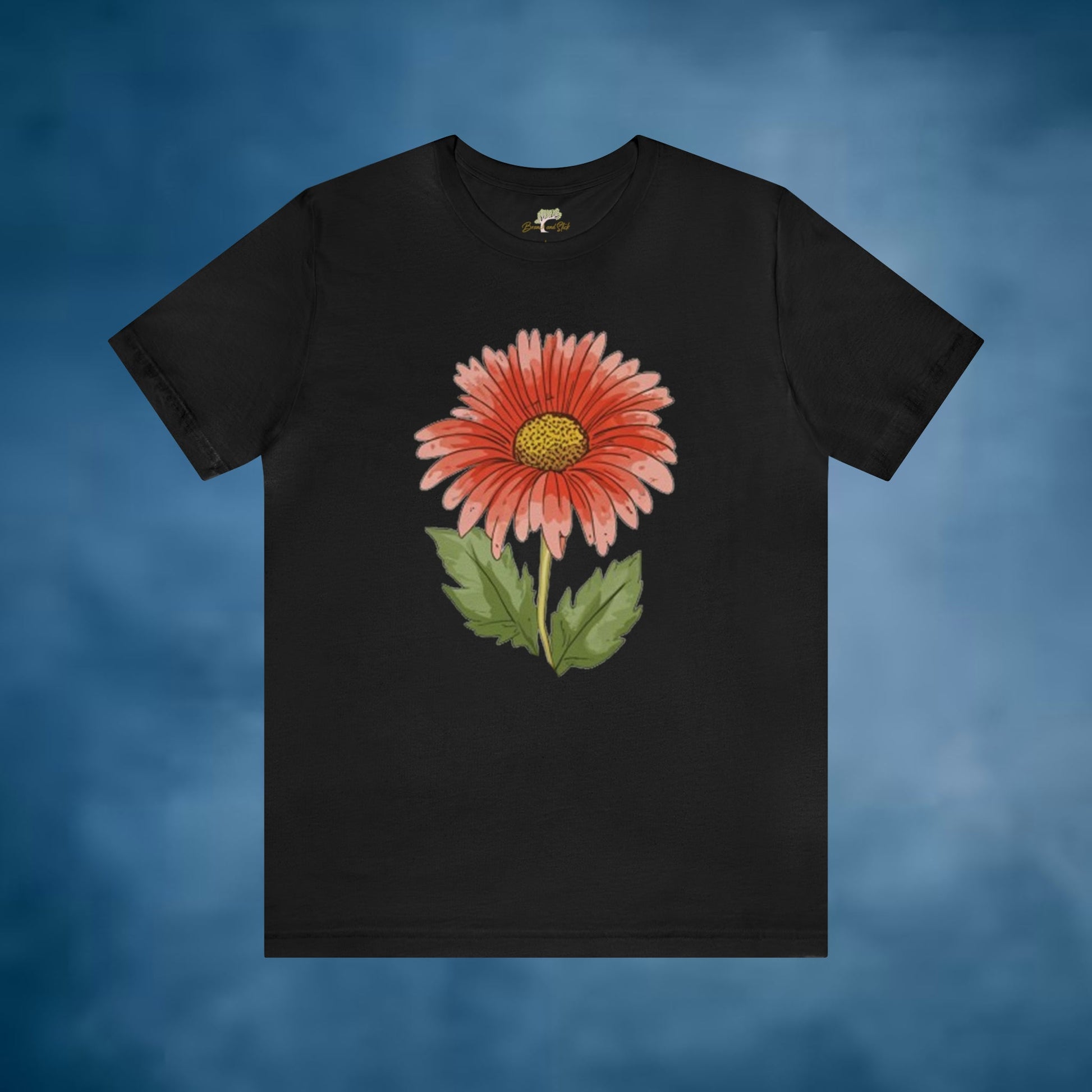 Red Gerbera Daisy Wildflowers Design Unisex Jersey Short Sleeve Tee | Branch and Stick Branch and Stick