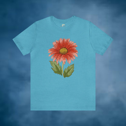 Red Gerbera Daisy Wildflowers Design Unisex Jersey Short Sleeve Tee | Branch and Stick Branch and Stick