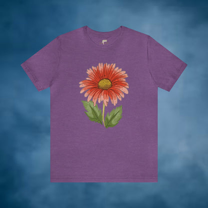 Red Gerbera Daisy Wildflowers Design Unisex Jersey Short Sleeve Tee | Branch and Stick Branch and Stick