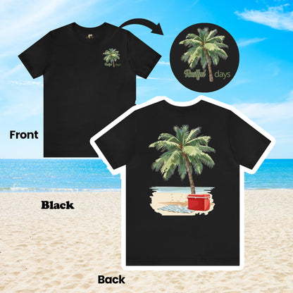 Restful Days Palm Tree and Cooler 2-Sided Unisex Tee | Branch and Stick Branch and Stick