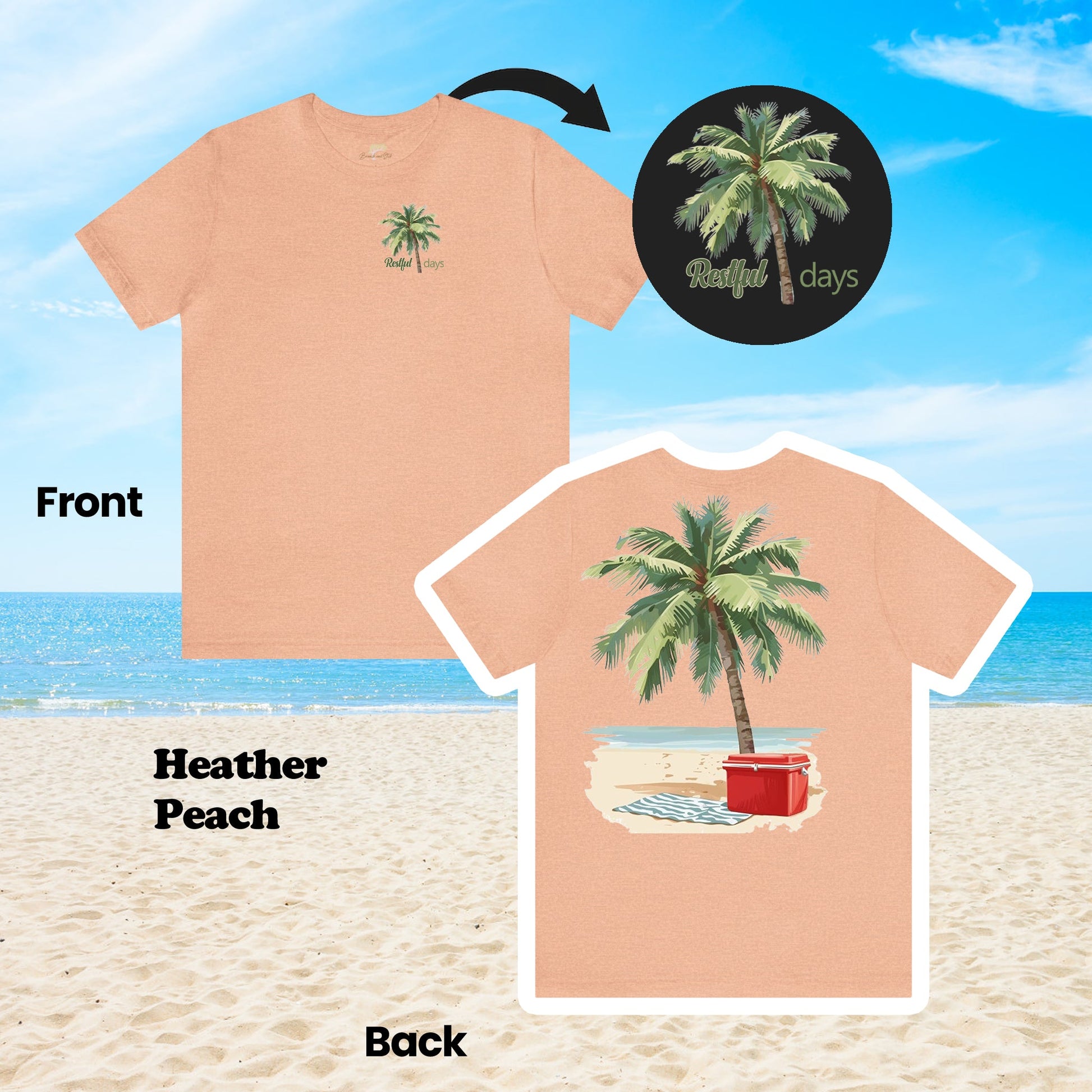 Restful Days Palm Tree and Cooler 2-Sided Unisex Tee | Branch and Stick Branch and Stick