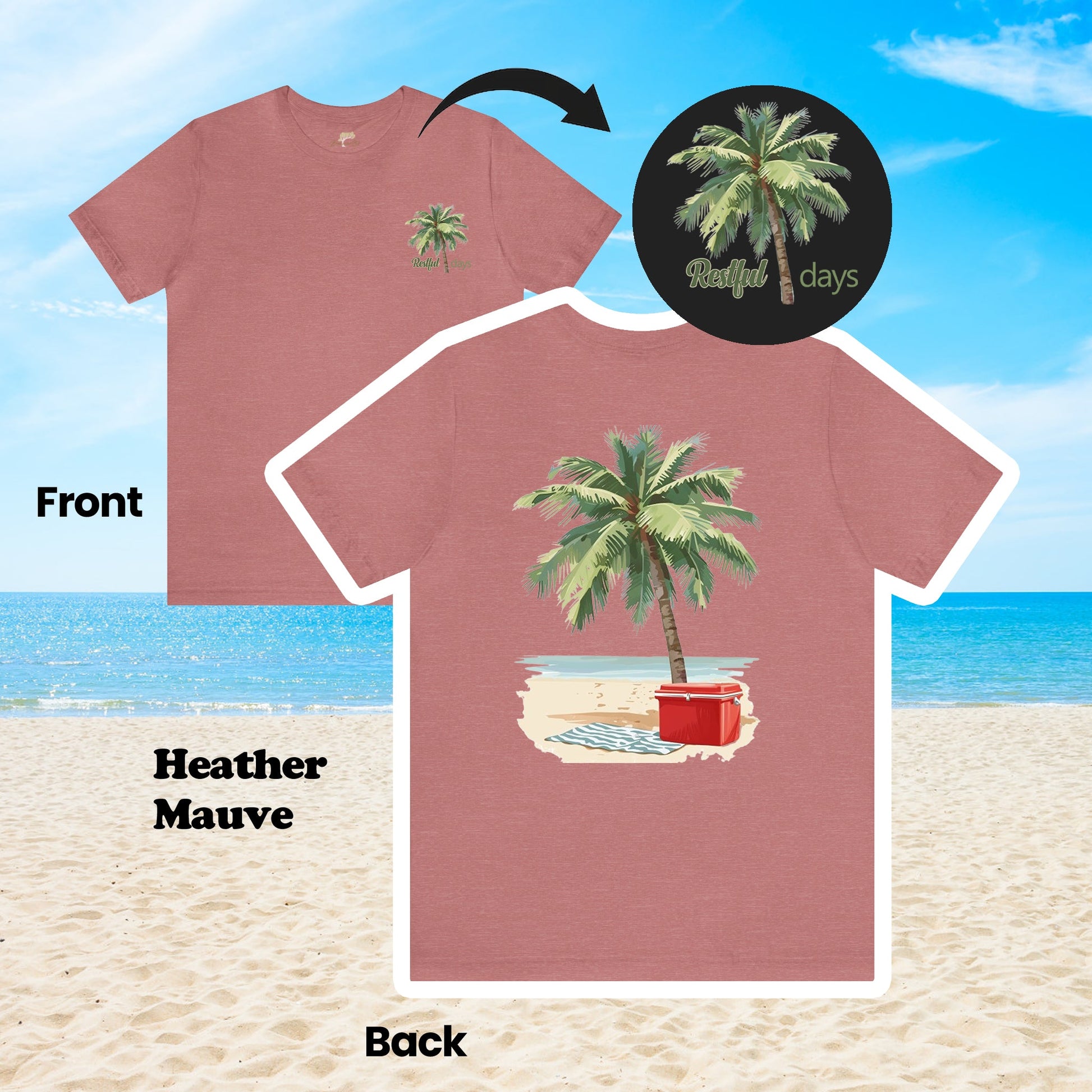 Restful Days Palm Tree and Cooler 2-Sided Unisex Tee | Branch and Stick Branch and Stick