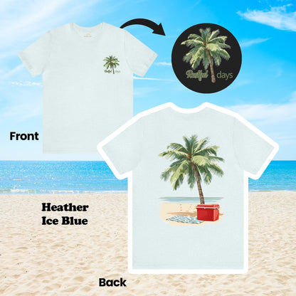 Restful Days Palm Tree and Cooler 2-Sided Unisex Tee | Branch and Stick Branch and Stick