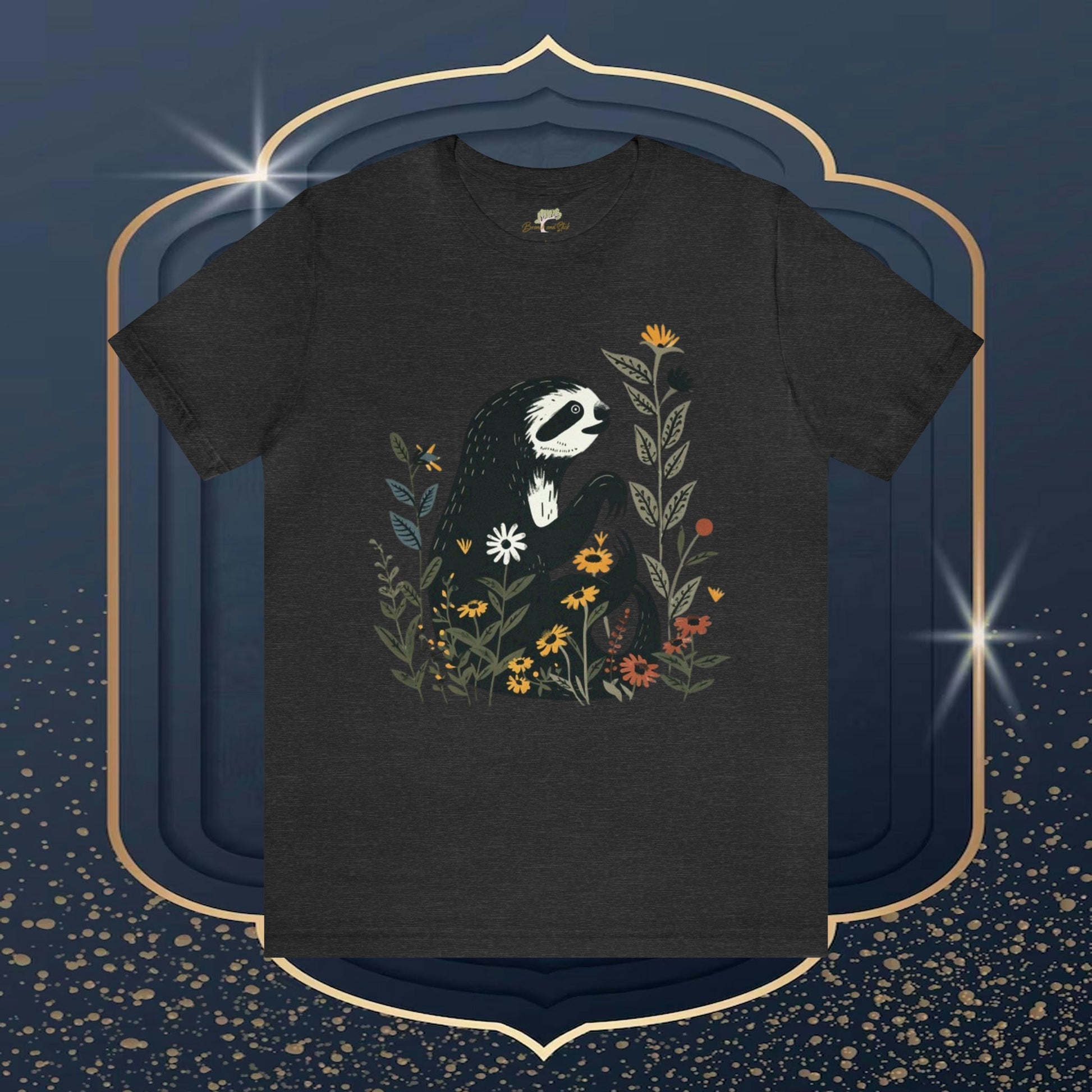 Sloth and Wildflower Unisex Tee | Embrace Nature in Style Branch and Stick