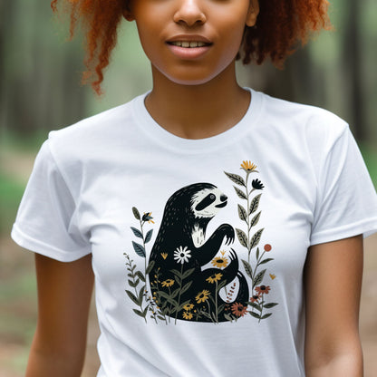 Sloth and Wildflower Unisex Tee | Embrace Nature in Style Branch and Stick