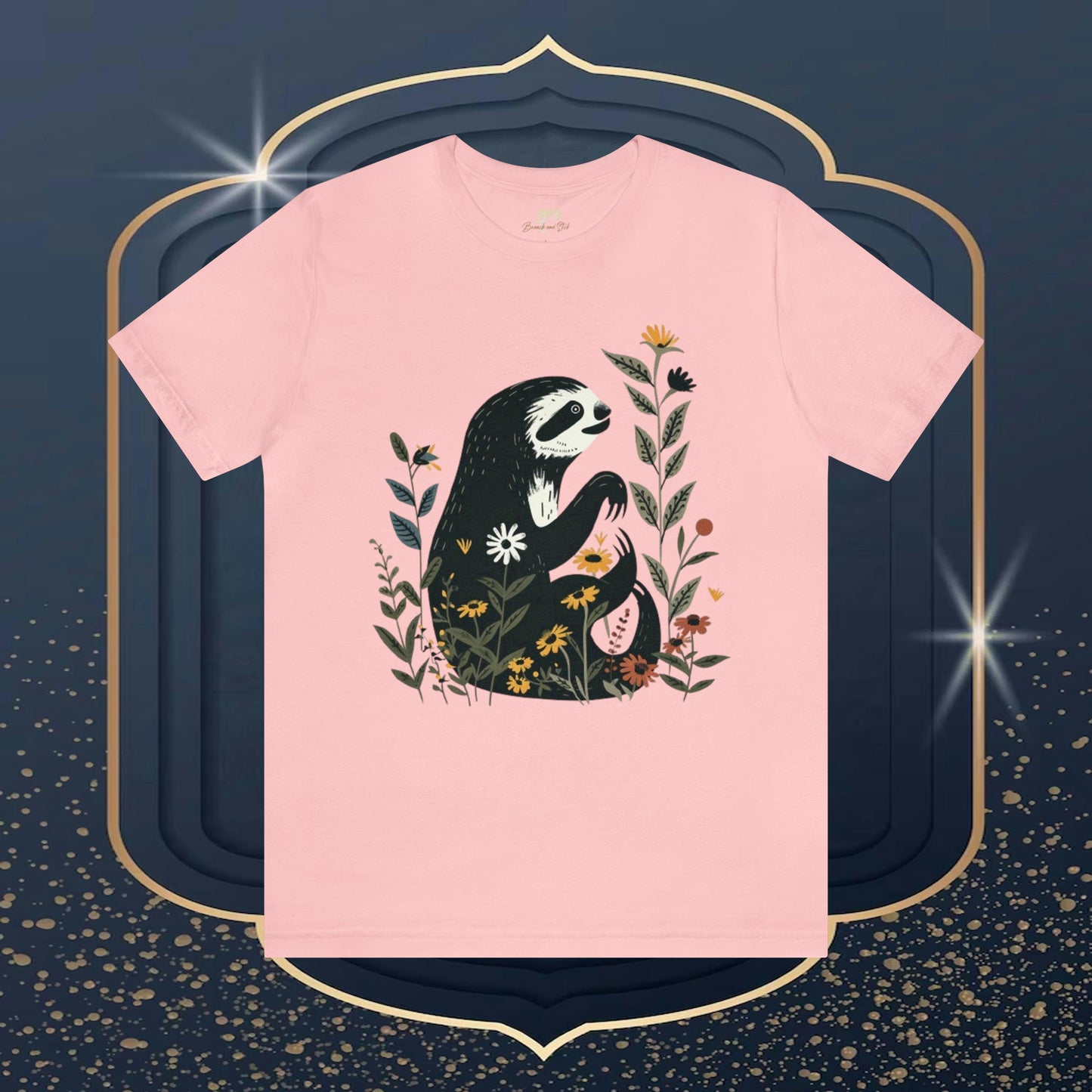 Sloth and Wildflower Unisex Tee | Embrace Nature in Style Branch and Stick