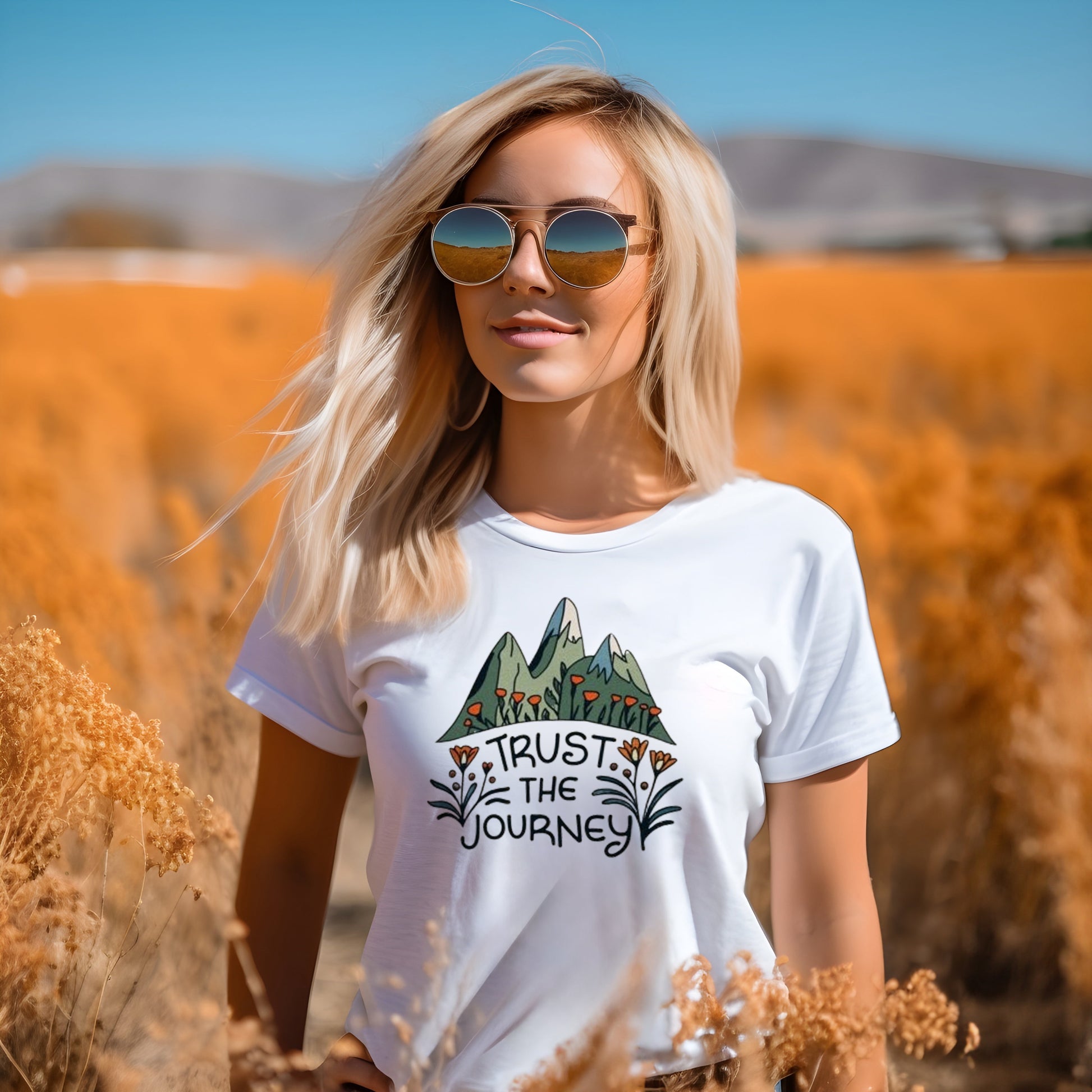 Trust the Journey Empowerment and Wildflowers Design Unisex Jersey Short Sleeve Tee Branch and Stick