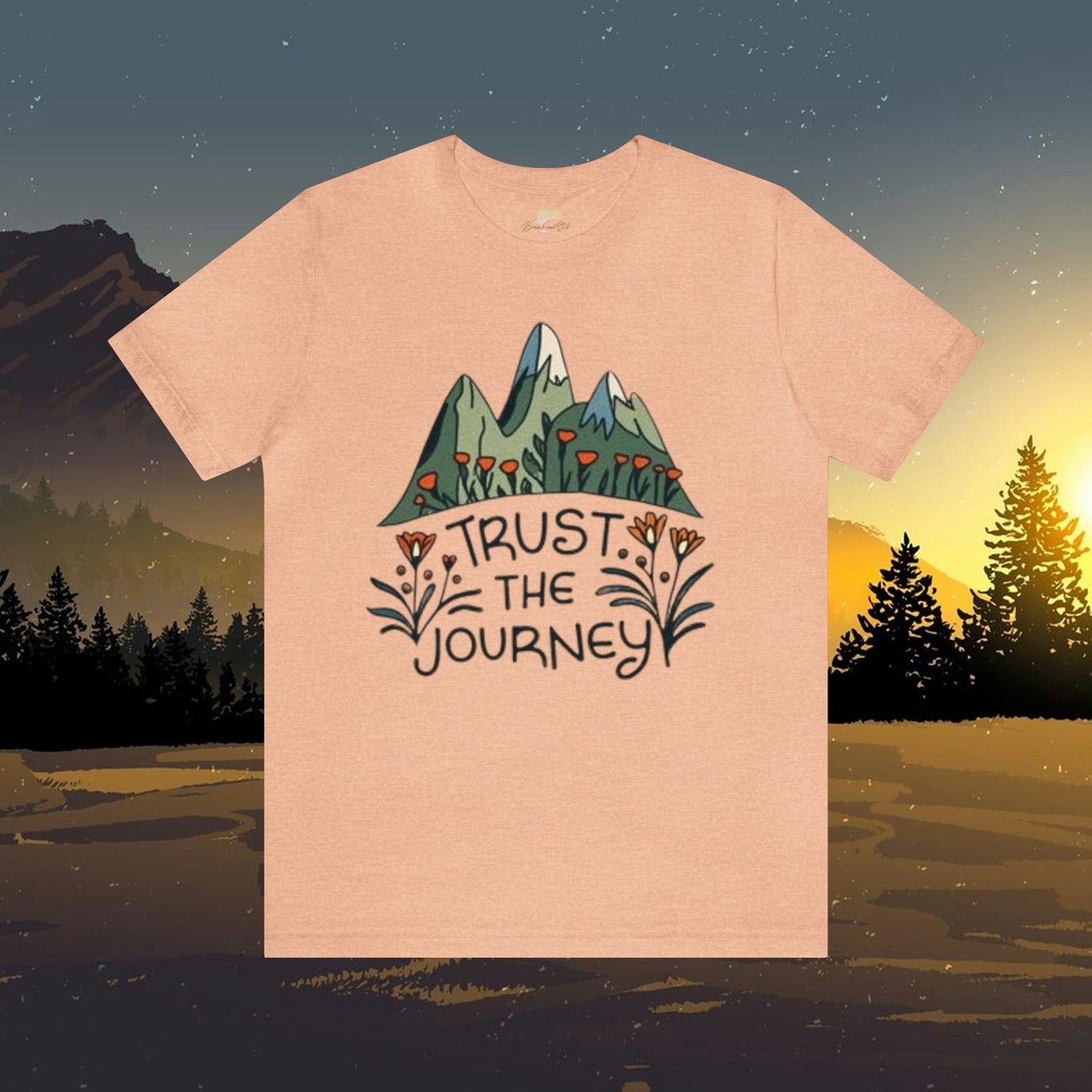 Trust the Journey Empowerment and Wildflowers Design Unisex Jersey Short Sleeve Tee Branch and Stick