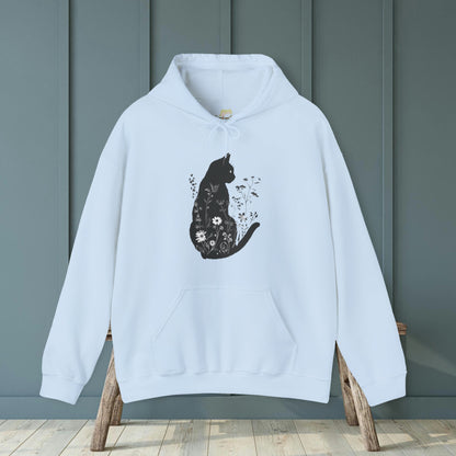 Unique Wildflower Cat Design Hooded Sweatshirt | Branch and Stick Branch and Stick