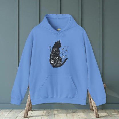 Unique Wildflower Cat Design Hooded Sweatshirt | Branch and Stick Branch and Stick