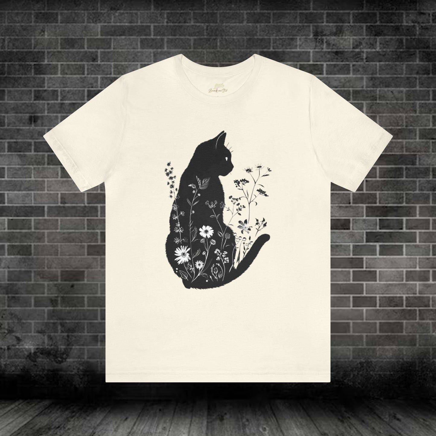 Unique Wildflower Cat Design T-Shirt | Branch and Stick Branch and Stick