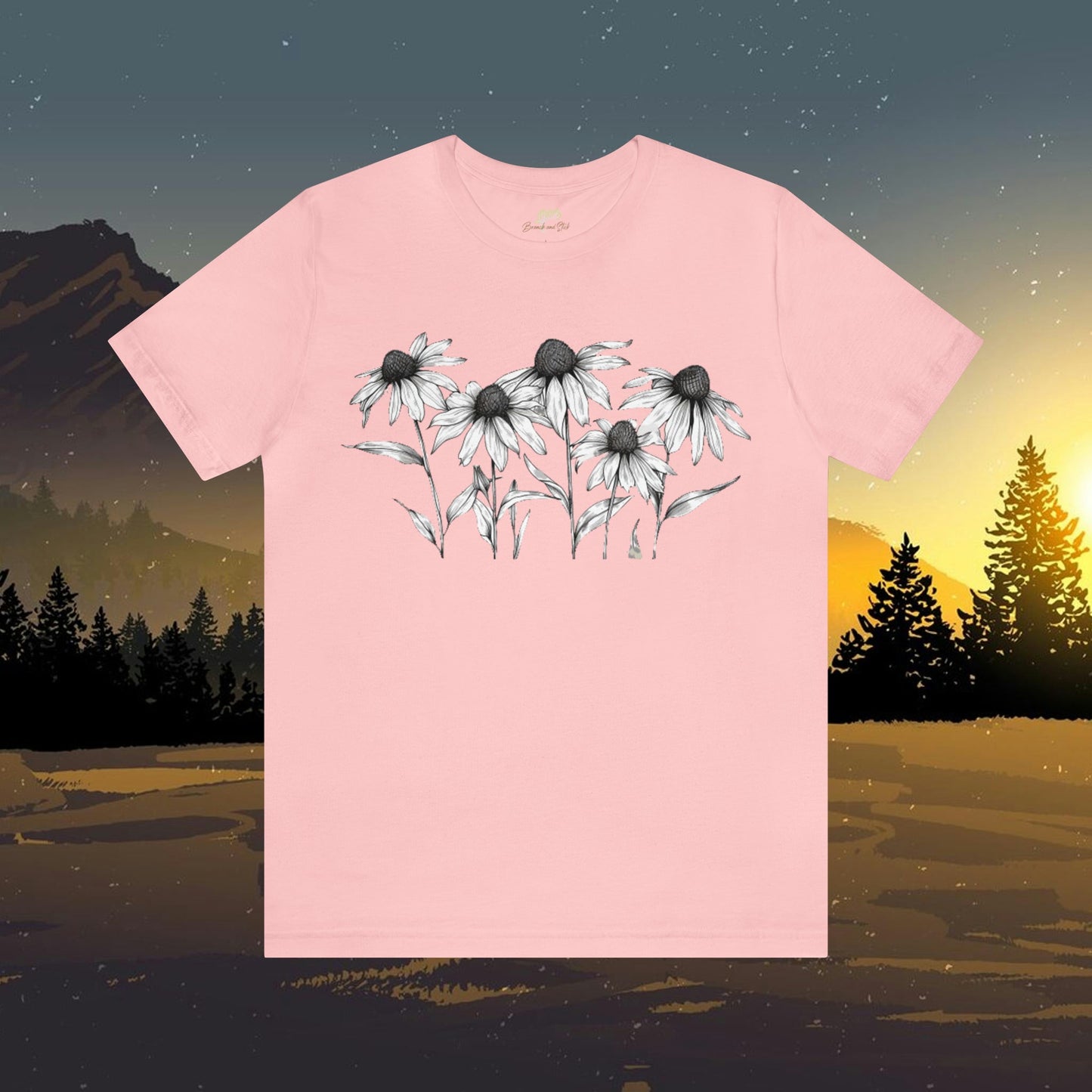 White Wildflowers Front Print T-Shirt | Branch and Stick Branch and Stick