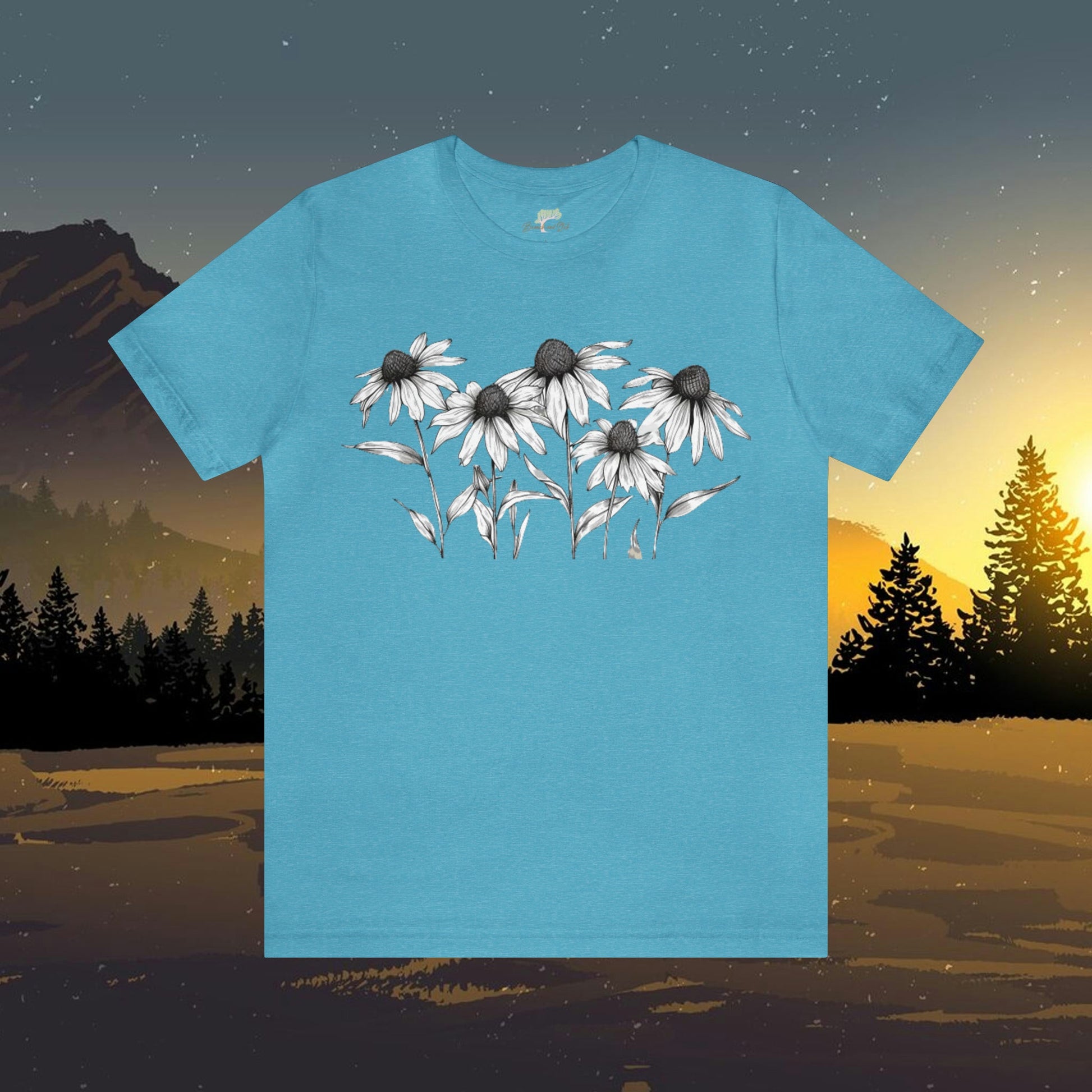 White Wildflowers Front Print T-Shirt | Branch and Stick Branch and Stick