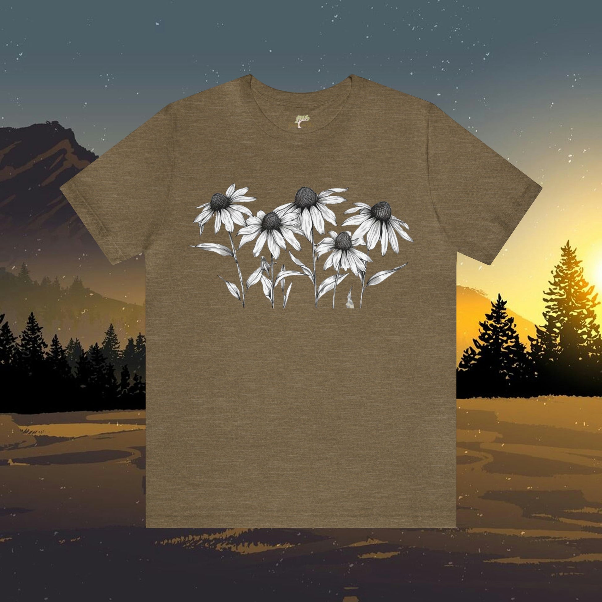 White Wildflowers Front Print T-Shirt | Branch and Stick Branch and Stick