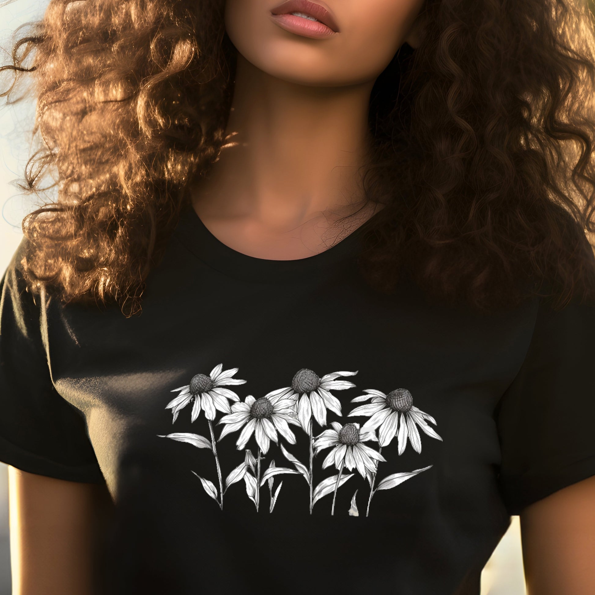 White Wildflowers Front Print T-Shirt | Branch and Stick Branch and Stick