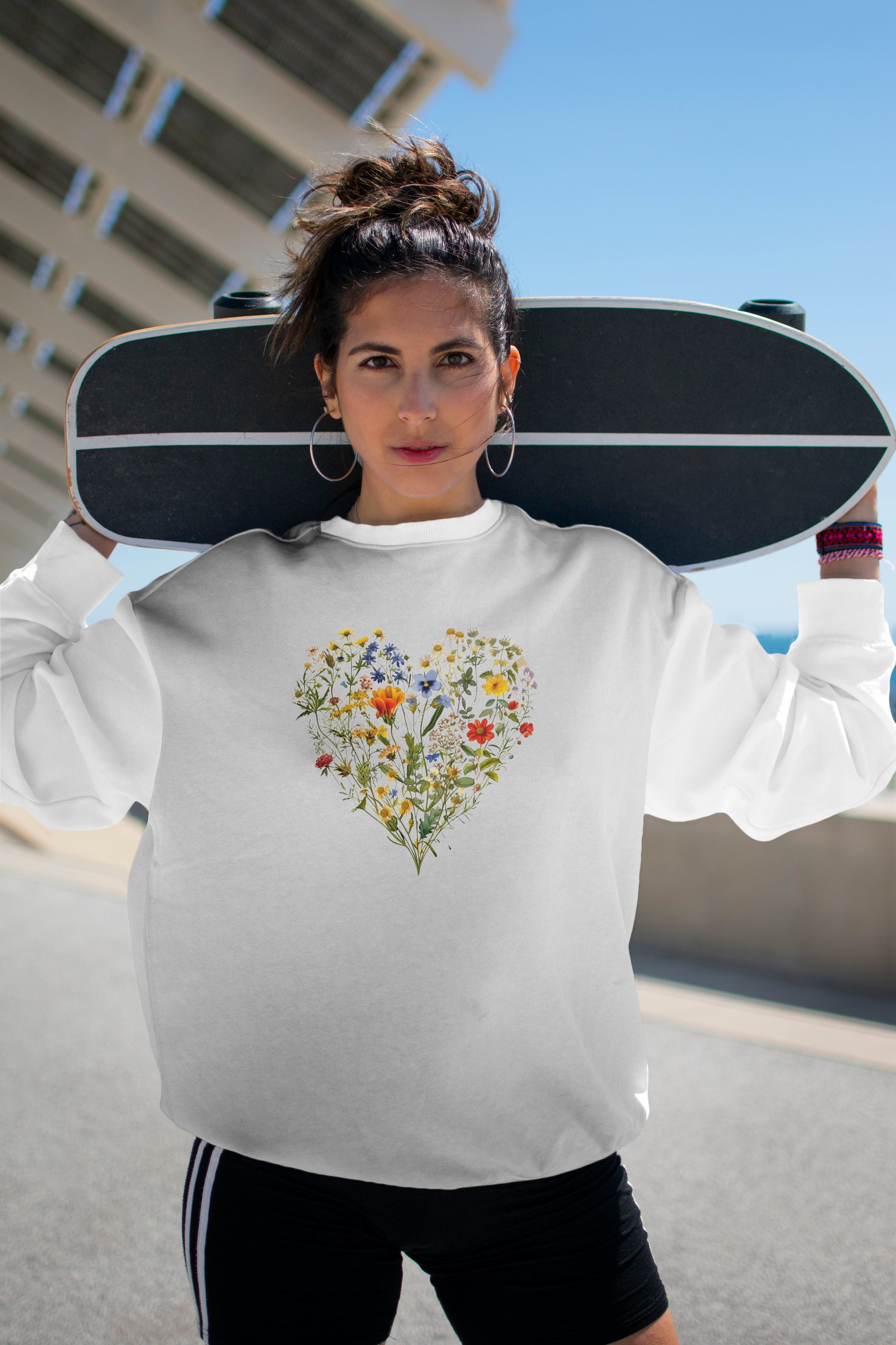 Wild Flowers in Heart Pattern Crewneck Sweatshirt | Branch and Stick Branch and Stick