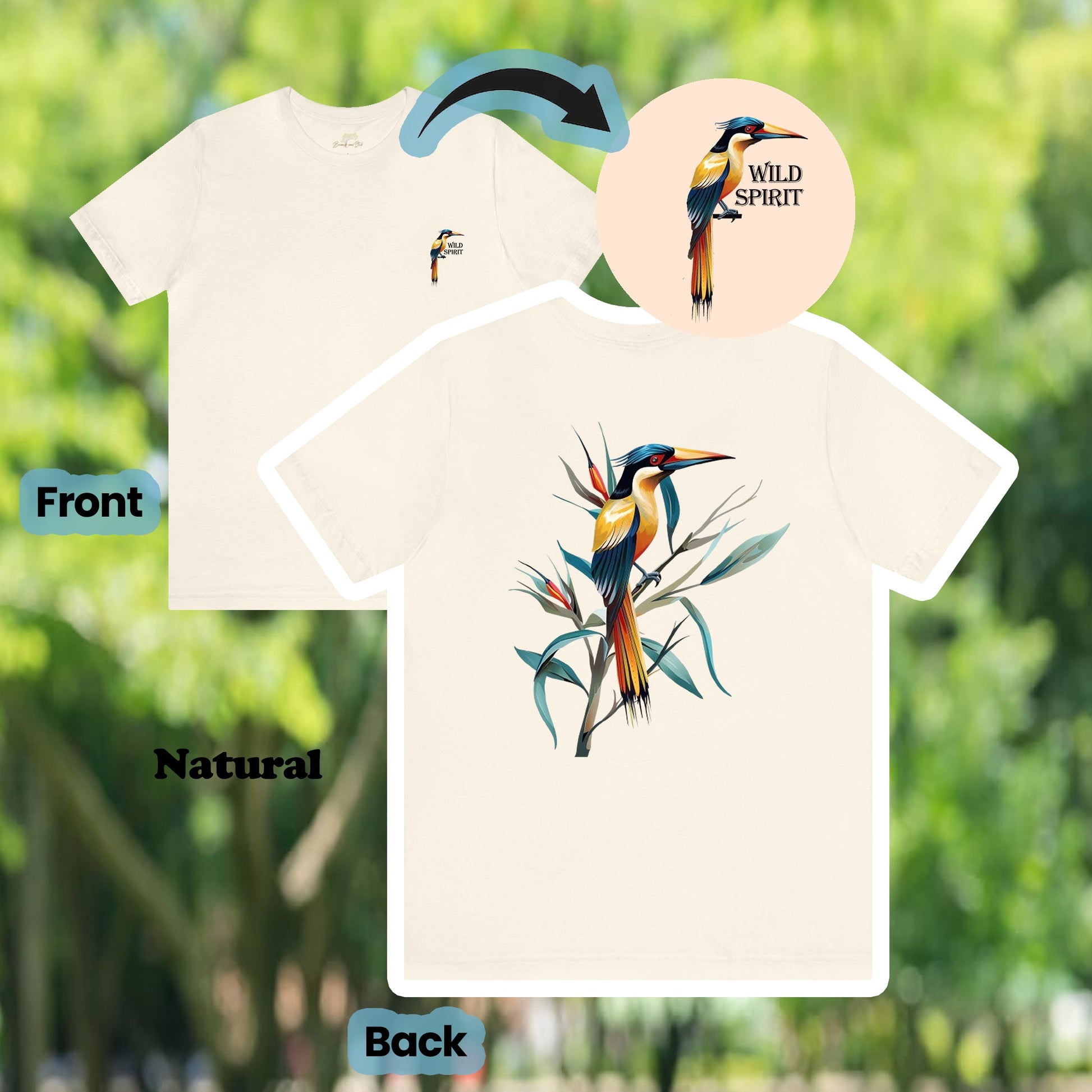 Wild Spirit Tropical Bird 2-Sided Unisex Tee | Branch and Stick Branch and Stick