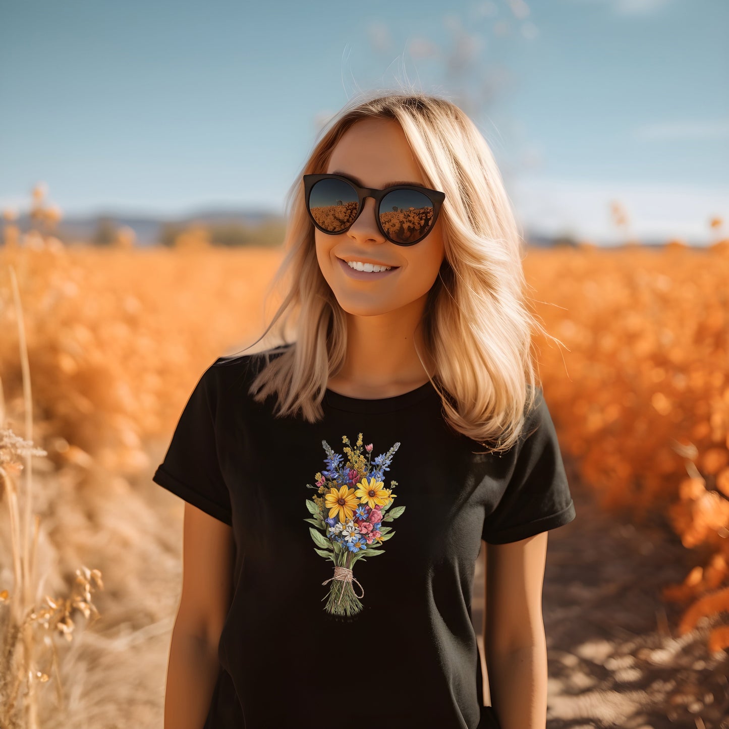 Wildflower Bundle Minimalistic Boho Design Unisex Tee | Branch and Stick Branch and Stick