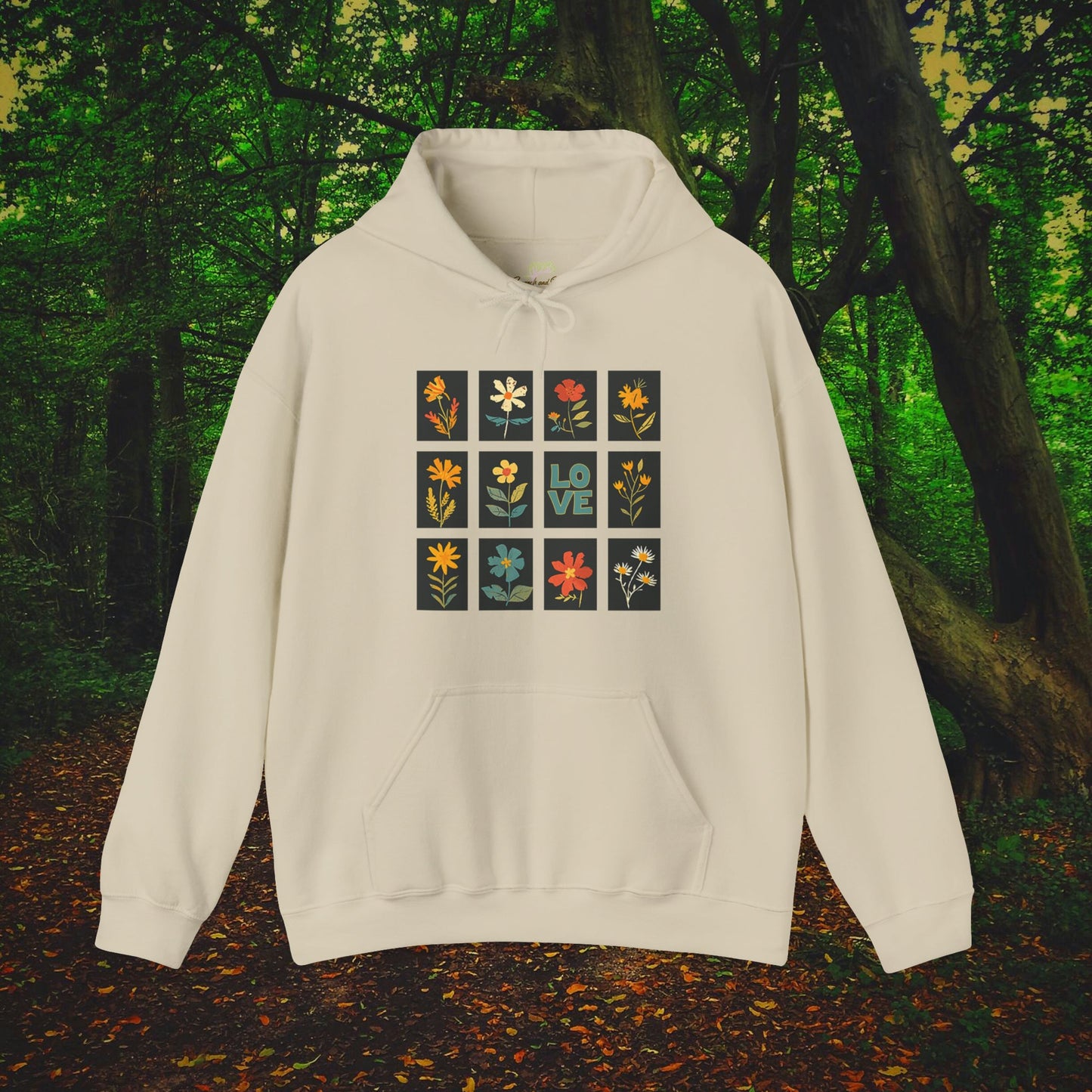 Wildflower Folk Art Design Hoodie | Nature-Inspired Apparel - Branch and Stick Branch and Stick