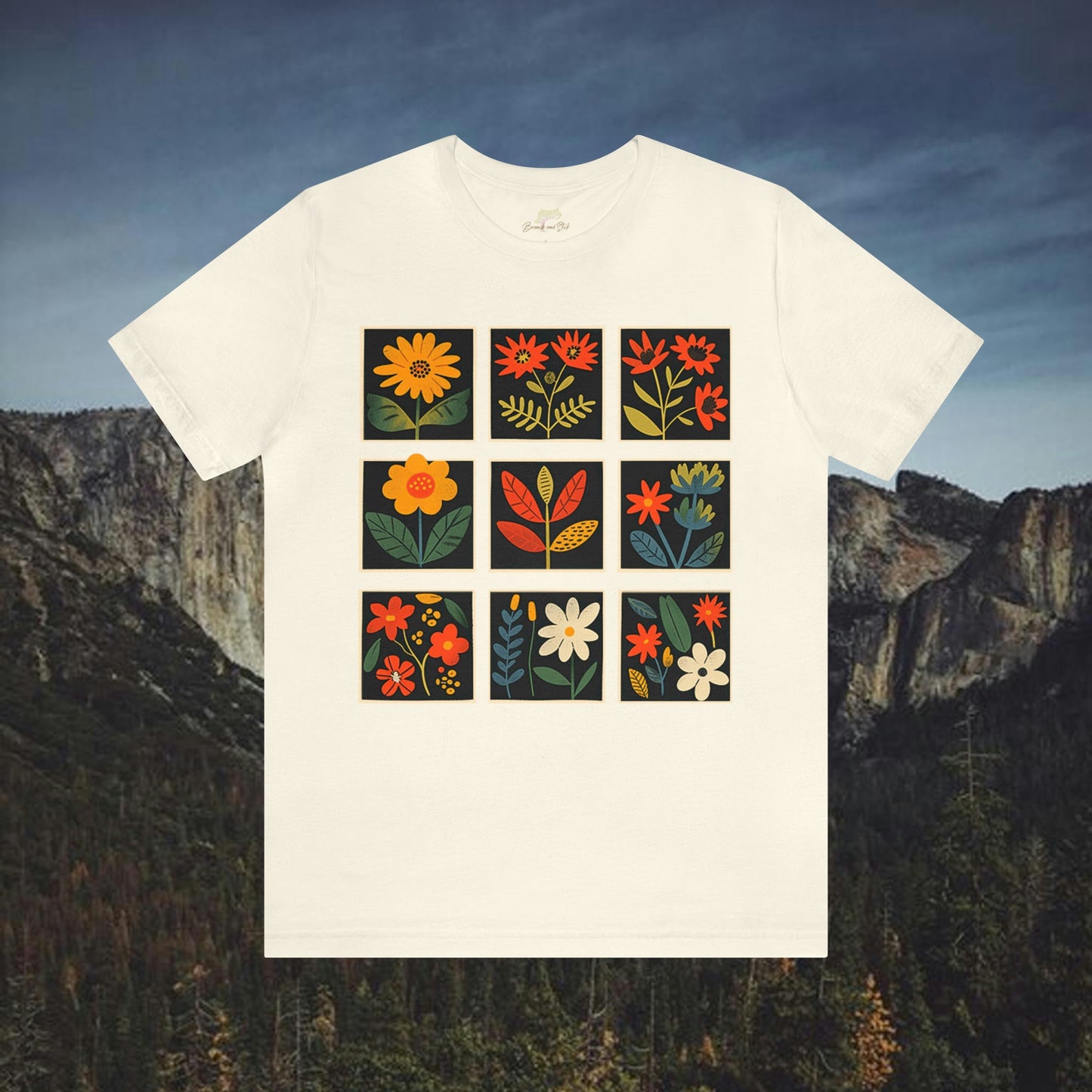 Wildflower Folk Art Design Unisex T-Shirt | Nature-Inspired Apparel - Branch and Stick Branch and Stick